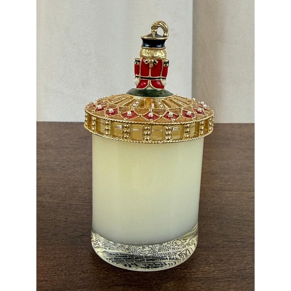VTG‎ St. John Votive Candle with Gold Metal Nutcracker Figurine 2